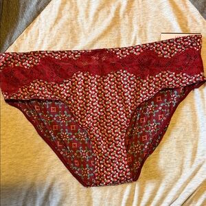 Victoria's Secret Red and Teal Patterned HipHugger